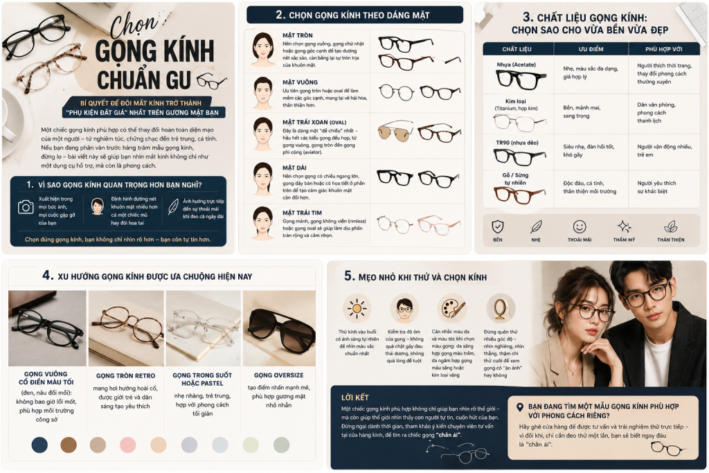 Chọn Gọng Kính Chuẩn Gu: Bí Quyết Để Đôi Mắt Kính Trở Thành "Phụ Kiện Đắt Giá"