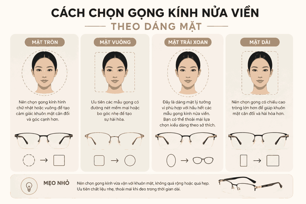 Gọng Kính Nửa Viền